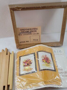 1978 Creative Circle Crewel Kit #516 Zinnias PLUS Frame and Stretch Bars VTG New